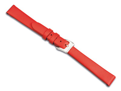 Correa De Reloj De Piel De Becerro Roja De 18 Mm, Cuero Auténtico