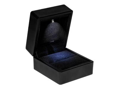 Caja Para Anillos Con Luz Led, Pielsint{tica Negra - Imagen Estandar - 1