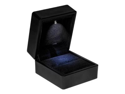 Caja De Anillos Con Luz Led, Polipiel Negra