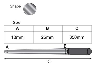Triboulet Forjado En Acero Templado, Redondo, Diámetro De 25 a 10 mm, Longitud 35 cm - Imagen Estandar - 3