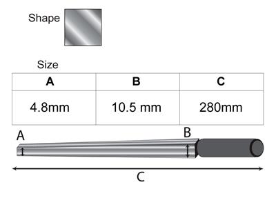 Triboulet Para Forjar En Acero Templado, Aguja Cuadrada, Lado De 10 a 2,5 mm, Longitud 20 cm - Imagen Estandar - 3