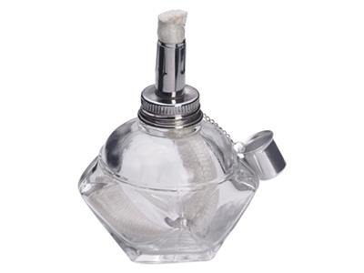 Lampara De Alcohol De Vidrio De 100 Ml Con Mecha Grande Y Tapon De Acero Inoxidable