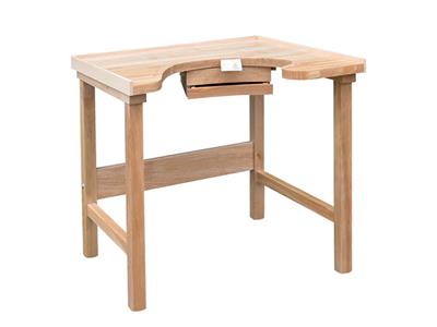 Mesa De Joyero De Haya Para Engastador De Un Solo Asiento Y Dos Cajones - Imagen Estandar - 1