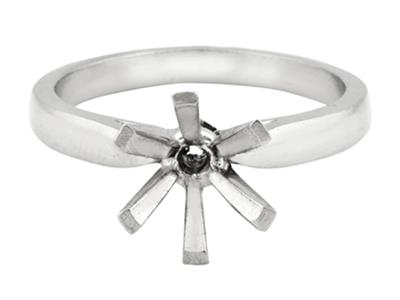 Solitario 6 Garras, Para Piedra De 5,5 mm, Oro Blanco 18k Pd 13. Ref. 26004 - Imagen Estandar - 2