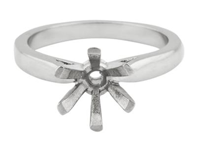 Solitario 6 Garras, Para Piedra De 6 mm, Oro Blanco 18k Pd 13. Ref. 26005 - Imagen Estandar - 2