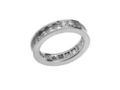 Alianza De Boda Con Engaste De Carril De 1 Hilera, Oro Gris De 18 K Pd13,5. Ref. 1005011