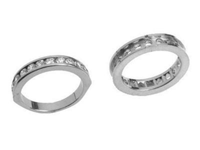 Alianza De Boda Con Engaste De Carril De 1 Hilera, Oro Gris De 18 K Pd13,5. Ref. 100/5011 - Imagen Estandar - 3
