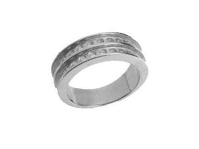 Anillo De Dos Hileras Con Engaste De Carril, Oro Blanco De 18 K Peso 13,5. Ref. 00102 - Imagen Estandar - 1