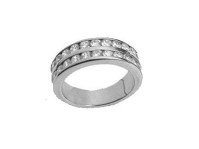 Anillo De Dos Hileras Con Engaste De Carril, Oro Blanco De 18 K Peso 13,5. Ref. 00102 - Imagen Estandar - 2