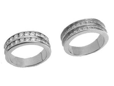 Anillo De Dos Hileras Con Engaste De Carril, Oro Blanco De 18 K Peso 13,5. Ref. 00102 - Imagen Estandar - 3