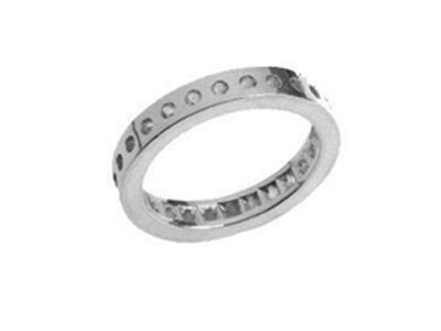 Anillo De Bodas De 1 Hilera Con Engaste De Granos, Oro Blanco De 18 K Peso 13,5. Ref. 111