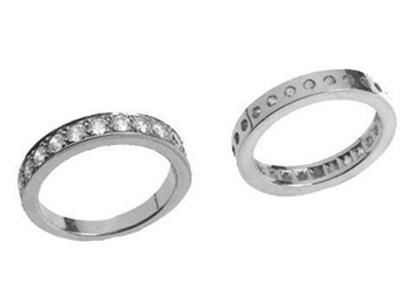 Anillo De Bodas De 1 Hilera Con Engaste De Granos, Oro Blanco De 18 K Peso 13,5. Ref. 111 - Imagen Estandar - 3