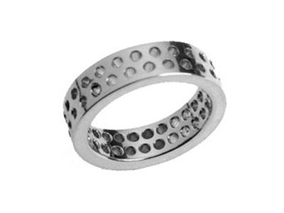 Anillo De Bodas De Dos Hileras Con Engaste De Grano, Oro Blanco De 18 K Peso 13,5. Ref. 112