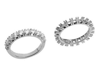 Alianza Engarzado Con 4 Garras 1 Hilera, Oro Gris 18k Pd 13,5. Ref. 330 - Imagen Estandar - 3