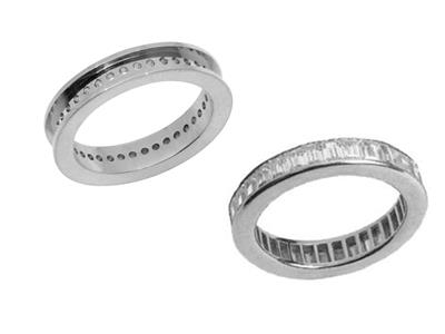 Anillo De Bodas Con Engaste De Rielpara Corte Baguette, Oro Blanco De 18k Pd 13,5. Ref. 340 - Imagen Estandar - 2