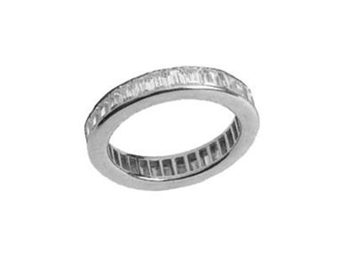 Anillo De Bodas Con Engaste De Rielpara Corte Baguette, Oro Blanco De 18k Pd 13,5. Ref. 340 - Imagen Estandar - 3