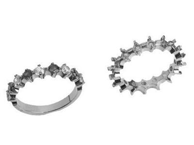 Alianza De Boda Engarzado Con 4 Garras 1 Hilera, Oro Gris 18k Pd 13,5.ref. 365 - Imagen Estandar - 3