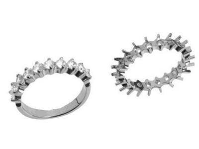 Alianza Con Incrustaciones Con Garras Alineadas, 1 Fila, Oro Blanco De18 K Peso 13,5. Ref. 390 - Imagen Estandar - 3