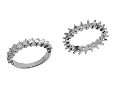 Anillo De Boda Engastado Con Garrasdesplazadas, 1 Hilera, Oro Blanco De 18 K Peso 13,5. Ref. 391 - Imagen Estandar - 3