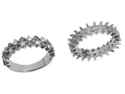 Anillo Engastado Con Múltiples Garras Alineadas En 2 Filas, Oro Gris De 18 K Pd 13,5. Ref. 392 - Imagen Estandar - 3