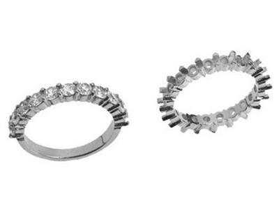 Anillo Con Engaste De 2 Garras 1 Hilera, Orgris 18k Pd 13,5. Ref. 440/5037 - Imagen Estandar - 3