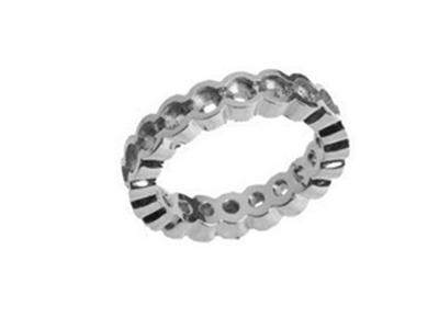 Alianza De Boda Con Medio Chatn De1 Fila, Oro Gris 18k Pd 13,5. Ref. 481