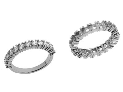 Alianza Con Engaste De 4 Garras 1 Hilera, Oro Gris 18k Pd 13,5. Ref. 525 - Imagen Estandar - 2