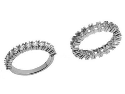 Anillo De Boda Con Engaste De Puntas, Oro Blanco De 18 K Pd 13,5. Ref.540 - Imagen Estandar - 3