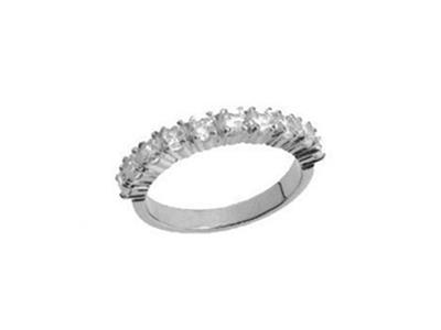 Alianza De Boda Con Engaste De Garras, Oro Blanco De 18 K Pd 13,5. Ref. 580 - Imagen Estandar - 2