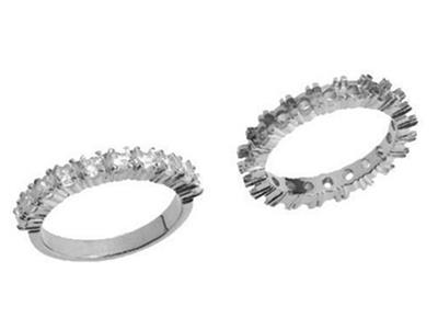 Alianza De Boda Con Engaste De Garras, Oro Blanco De 18 K Pd 13,5. Ref. 580 - Imagen Estandar - 3
