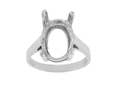 Anillo Engastado Con 4 Garras Para Piedra Ovalada De 14 X 10 mm, Oro Gris 800 Ref. 15371 - Imagen Estandar - 2