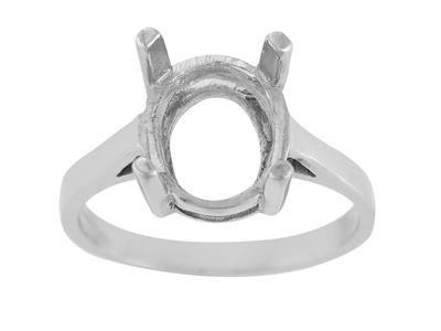 Anillo Engastado Con 4 Garras Para Piedra Ovalada De 12 X 10 mm, Oro Gris 800 Ref. 15370 - Imagen Estandar - 2