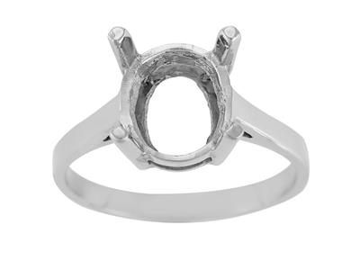 Anillo Engastado Con 4 Garras Para Piedra Ovalada De 11 X 9 mm, Oro Gris 800 Ref. 15369 - Imagen Estandar - 2