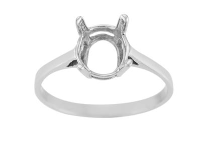 Anillo Engastado Con 4 Garras Para Piedra Ovalada De 9 X 7 mm, Oro Blanco 800 Ref.15367. - Imagen Estandar - 2
