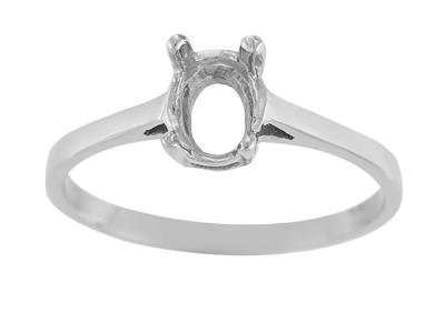 Anillo Engastado Con 4 Garras Para Piedra Ovalada De 7 X 5 mm, Oro Blanco 800 Ref.15366. - Imagen Estandar - 2