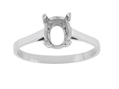 Anillo Engastado Con 4 Garras Para Piedra Ovalada De 8 X 6 mm, Oro Blanco 800 Ref.15363. - Imagen Estandar - 2