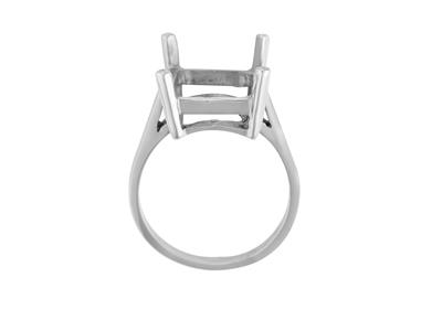Anillo Engastado Con 4 Garras Para Piedra Rectangular De 16 X 12mm, Oro Blanco 800 Ref. 15382