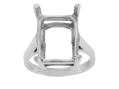 Anillo Engastado Con 4 Garras Para Piedra Rectangular De 16 X 12 mm, Oro Blanco 800 Ref. 15382 - Imagen Estandar - 2