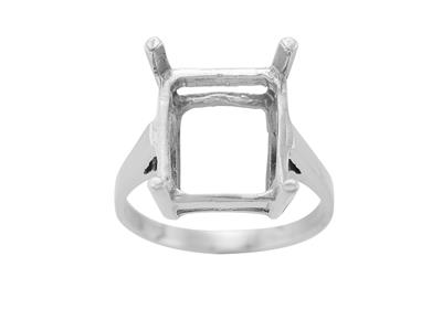 Anillo Engastado Con 4 Garras Para Piedra Rectangular De 14 X 12 mm, Oro Blanco 800 Ref. 15381 - Imagen Estandar - 2