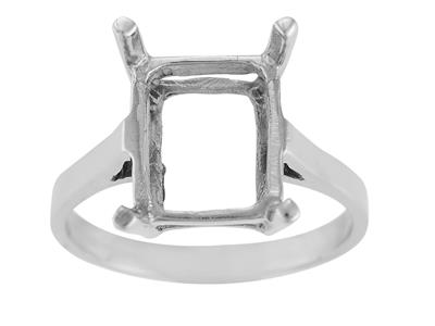 Anillo Engastado Con 4 Garras Para Piedra Rectangular De 12 X 10 mm, Oro Gris 800 Ref. 15379 - Imagen Estandar - 2