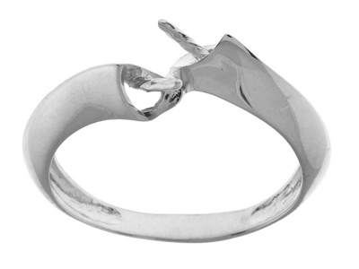 Anillo Do Para Perlas De 8 A 9 Mm,oro Blanco De 18 Quilates Con Baño De Rodio. Ref. 131
