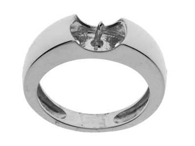 Anillo Para Perla De 9mm, Oro Blanco De 18k Rodiado. Ref. Bg230