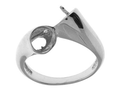 Anillo Do Para 2 Perlas De 8 A 9 Mm, Oro Blanco De 18k Rodiado. Referencia. 241