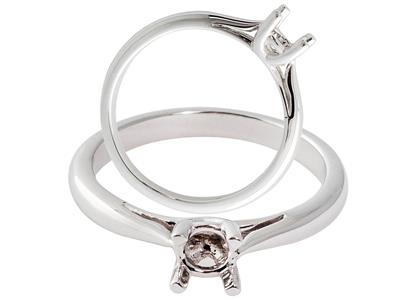 Solitario 4 Garras Cruzadas Para Piedras De 3,8 mm, Oro Blanco 18k, Talla 53. Ref. 3420 - Imagen Estandar - 3