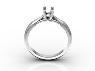 Solitario 4 Garras Cruzadas Para Piedras De 4,5mm, Oro Blanco 18k, Finger 53. Ref. 3420