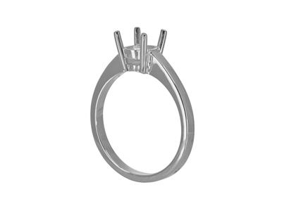 Solitario 4 Garras Para Piedra De 6,50 mm, Cuerpo Plano, Oro Blanco 18k Pd, Dedo 69 - Imagen Estandar - 3