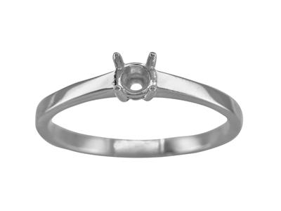 Solitario 4 Garras Para Piedra De 3,80mm, Cuerpo Plano, Oro Blanco 18k Pd, Dedo 54