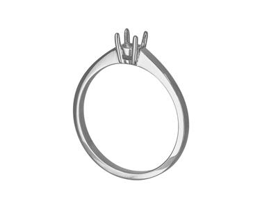 Solitario 4 Garras Para Piedra De 3,80 mm, Cuerpo Plano, Oro Blanco 18k Pd, Dedo 65 - Imagen Estandar - 2