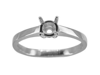 Solitario 4 Garras Para Piedra De 5,50mm, Cuerpo Plano, Oro Blanco 18k Pd, Dedo 54