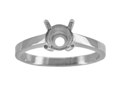 Solitario 4 Garras Para Piedra De 6mm, Cuerpo Plano, Oro Blanco 18k Pd, Dedo 69